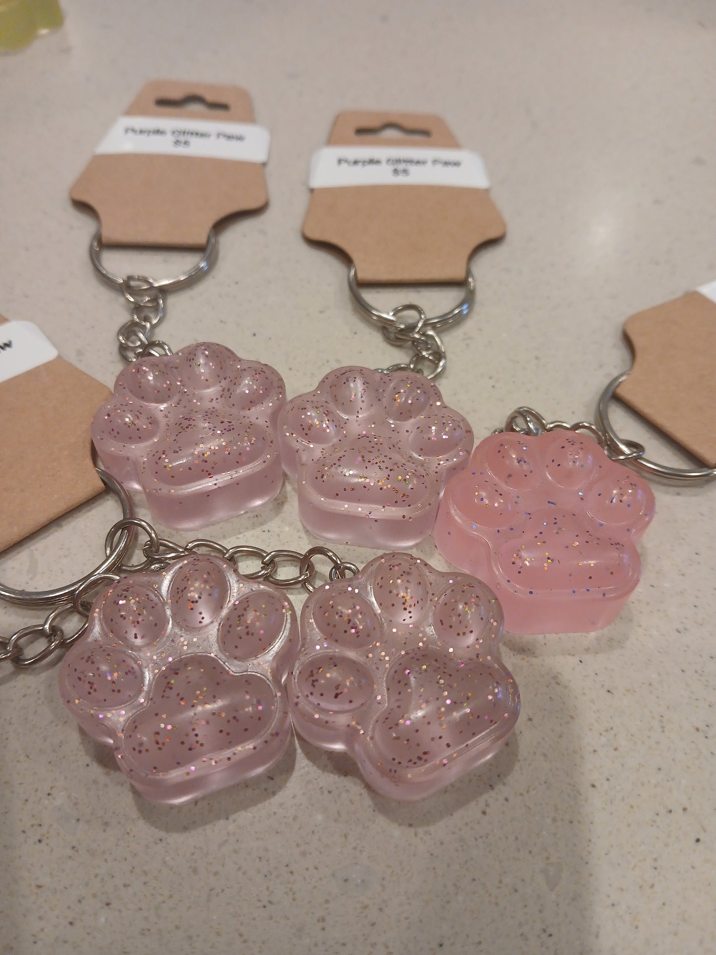 Glitter Paw Keychains